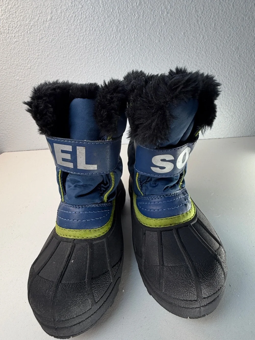 Sorel Kids Winter Snow Boots Blue Black Lime Green Size 11